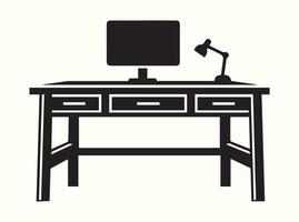 Desk Outline Silhouette in Black vector