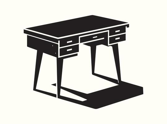 Solid Silhouette of Writing Desk