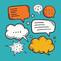 Vintage retro pack of speech bubbles sketches flat design vector