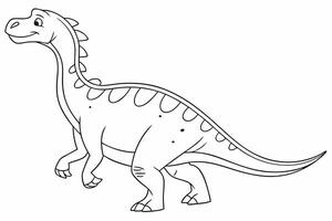Black and white Cartoon Dinosaur in flat design isolated on white background ideal for coloring pages vector