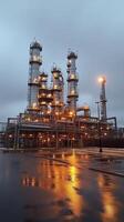 A large oil refinery with a cloudy sky photo