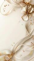 Golden flowers and ribbons on a white background photo