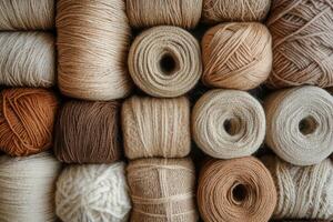 Many different types of yarn are shown in this photo
