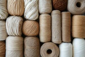 A pile of yarns in various colors photo