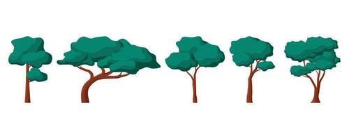 a set of cartoon trees illustration design elements for nature concept vector