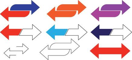 a set of arrows with different colors and shapes vector