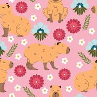 Seamless Capybara pattern. vector