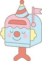 Mailbox with clown face in a cute cartoon clowncore style and pastel color tone vector