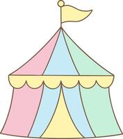 Circus tent with pastel colors in a cute cartoon clowncore style for festival designs vector
