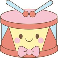 Drum with cute face in a cartoon clowncore style and pastel color for party fun vector
