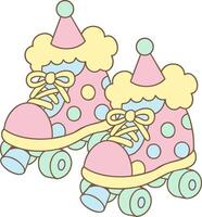 Clown shoes with roller skates in a cute cartoon clowncore style and pastel boots look vector