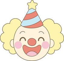 Clown face with smiling expression in a cute cartoon clowncore style and pastel theme vector