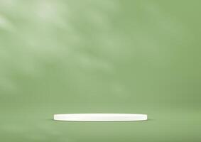 Pastel Green background 3d with white podium. Background green Studio with Shadow Leaves. Space for selling products on the website. Empty room with shadow leaves. illustration. vector