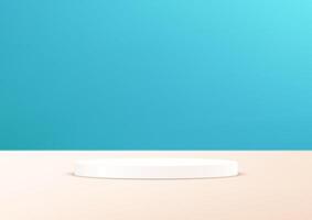 Blue and cream background 3d with white podium. 3D abstract studio room with pedestal podium. Space for selling products on the website. illustration. vector