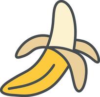 Simple Peeled Banana Icon in Flat Style vector