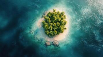 Island in the ocean with palm trees photo