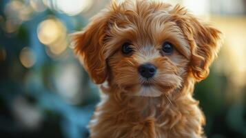 A small brown dog with a big head photo
