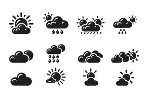 weather symbol set , cloud illustrations. Perfect for meteorology, climate, forecast graphics silhouette Design vector