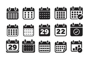 Calendar collection set, illustrations for schedule reminders, daily pads, monthly grids, special days silhouette Design vector