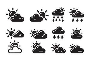 weather symbol set , cloud illustrations. Perfect for meteorology, climate, forecast graphics silhouette vector