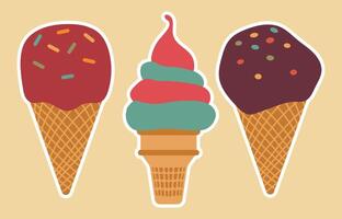 Colorful Ice Cream Cone Illustration set. illustration of three colorful ice cream cones with different toppings. vector