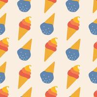 Colorful Ice Cream Cone Seamless Pattern Illustration. Perfect for summer designs and digital projects. vector