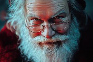 A close up of santa claus with glasses photo