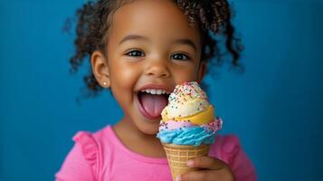 A young girl holding an ice cream cone photo