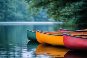 Canoes on the lake photo