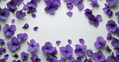 Purple flowers on white background photo