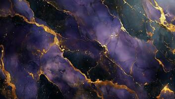 A purple and gold marble texture with gold paint photo