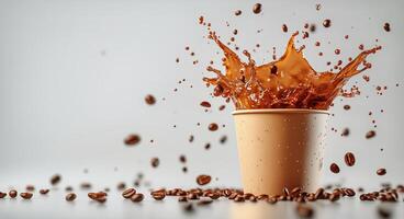 Coffee splash on white background photo