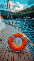 A life preserver on a boat photo