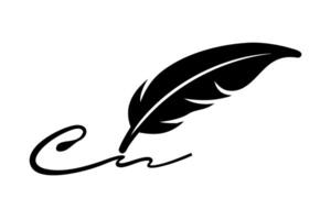 An elegant quill pen creating a trail in the sky, symbolizing literature and the creative process for World Book and Copyright Day vector
