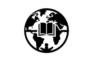World Book and Copyright Day observed in a globe inspired library with readers immersed in the world of books and intellectual property vector