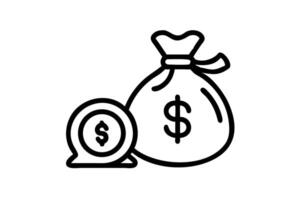 Illustration of a bag of money with arrows pointing upwards, symbolizing Cash Flow and increasing profits vector