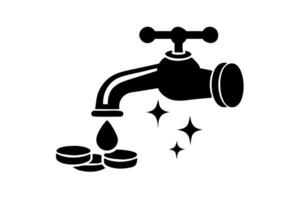 Symbol of financial abundance faucet dispensing coins, illustrating the flow of money and cash flow management vector