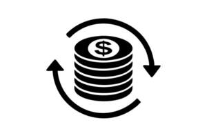 Illustration Representing Cash Flow with Stylized Green Bills and Arrows in a Circular Cycle vector