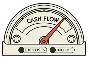 Visual Representation of Cash Flow Income and Expenses Management Gauge Meter vector