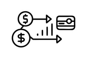 Cash flow management visualized with arrows, dollar symbols, and financial growth represented through graphs vector