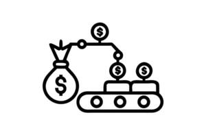Money Flowing Through an Automated Cash Flow System Generating Profits and Income vector