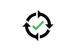 Stylized cash flow logo symbolizing progress, growth, and financial success with arrows and checkmarks vector