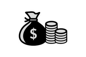Cash Flow Management A visual representation of steady income flow with money bags and stacked coins, symbolizing financial growth vector