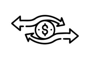 Stylized cash flow exchange with dollar bills in vibrant motion, depicting financial transaction flow vector
