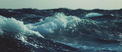 Abstract waves in shades of blue creating a serene and calming background design photo