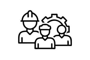 Group of workers in the manufacturing industry, including engineers and skilled laborers, collaborating with advanced machinery and technology vector
