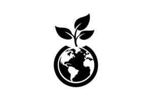 Stylized Earth Day symbol showing the planet with sprouting leaves for environmental protection and growth vector