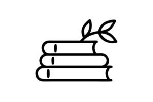 World Book Day A stack of books with growing plant symbolizing knowledge, sustainability, and the power of learning vector