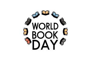 World Book Day design featuring open books surrounded by hands in a joyful circle, representing the importance of literacy and education vector