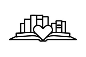 Open book icon with a modern, minimalistic line design, perfect for World Book Day illustrations vector